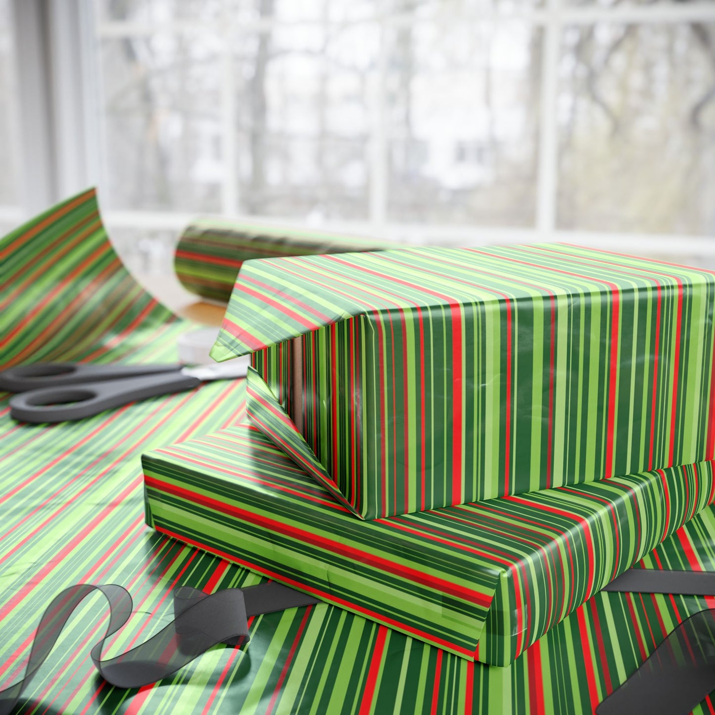 Christmas Cheer Stripes Wrapping Paper