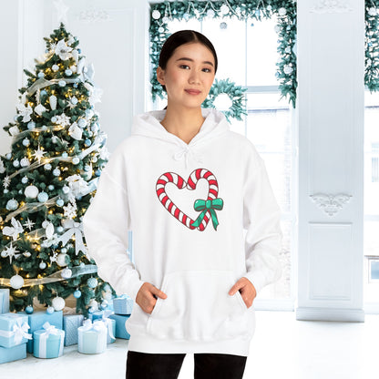Candy Cane Heart Adult Heavy Blend™ Hooded Sweatshirt