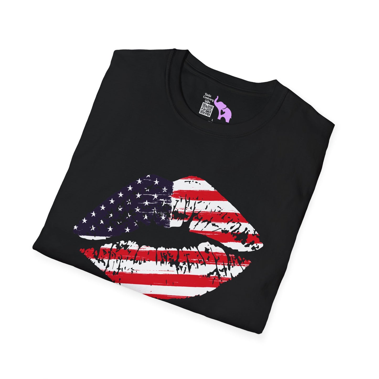 American Flag Lips Adult T-shirt