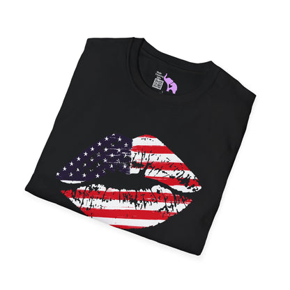 American Flag Lips Adult T-shirt