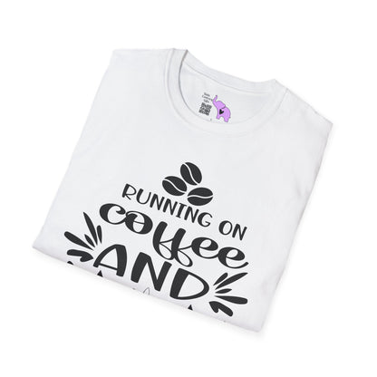 Running On Coffee And Sarcasm Adult T-shirt
