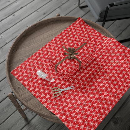 Snowfall on Red Wrapping Paper