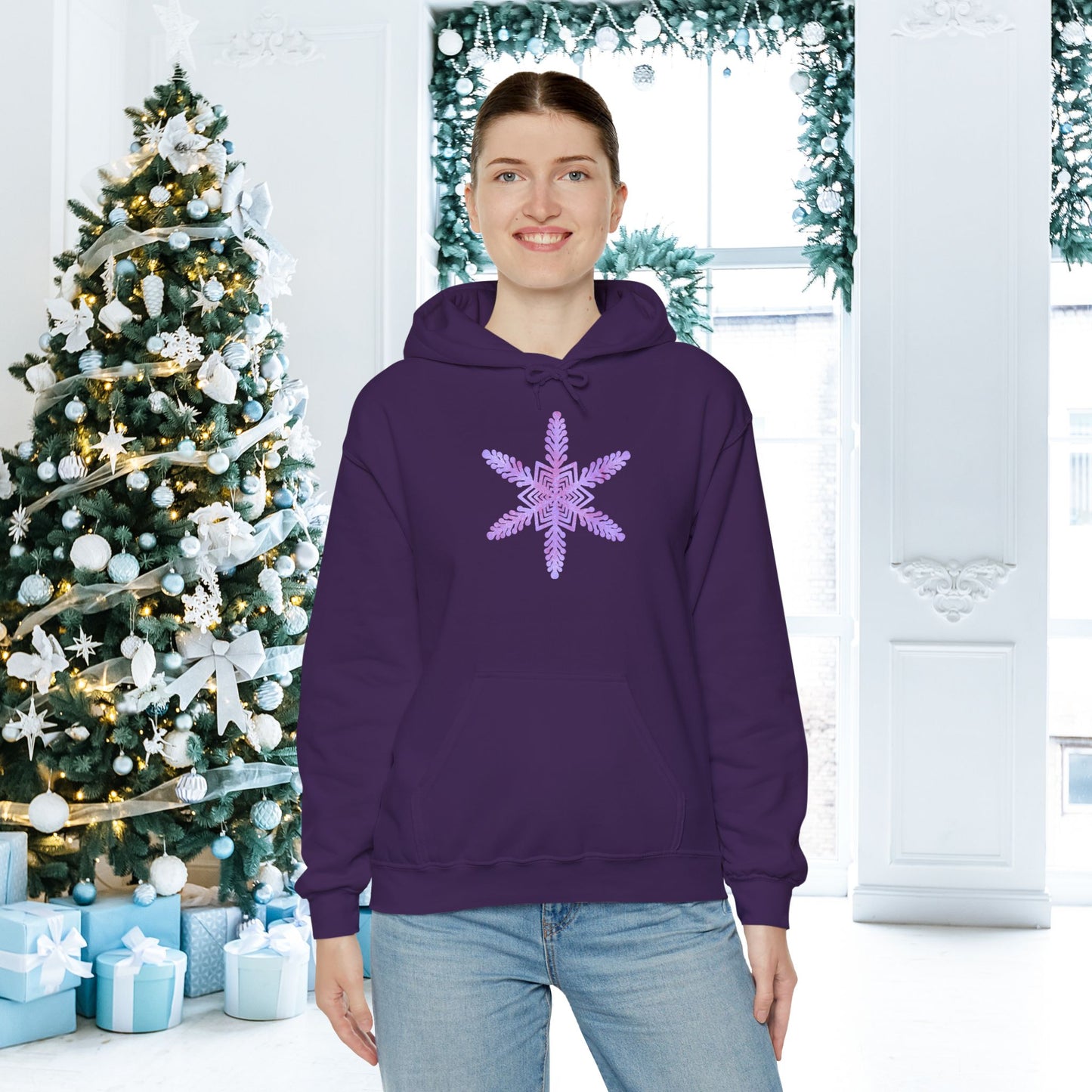 Large Snowflake 2 Adult Heavy Blend™ Hoodie