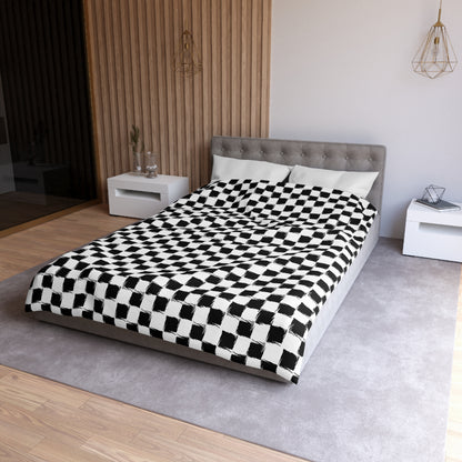 Distorted Check Microfiber Duvet Cover