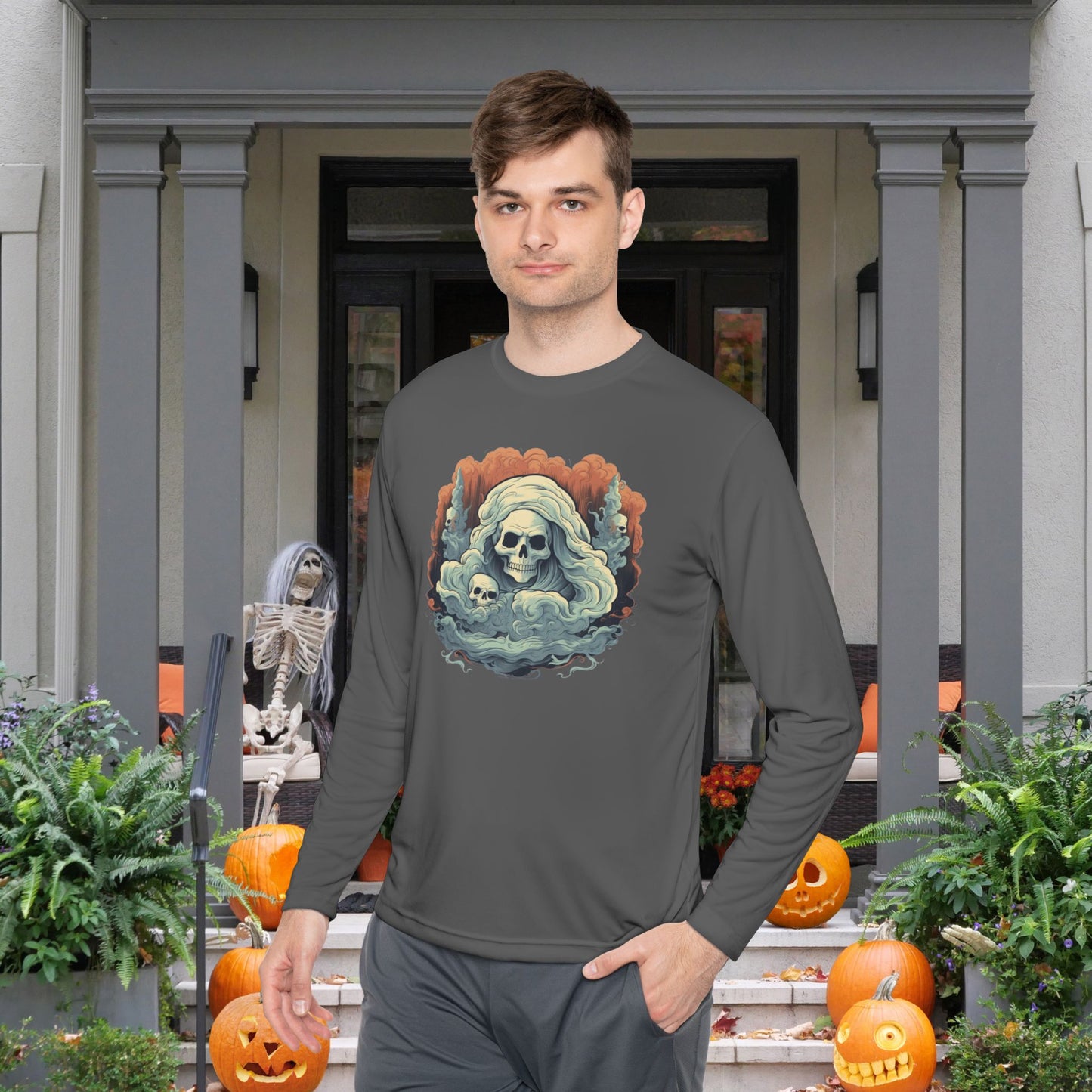 Creepy Ghost 4 Adult Long Sleeve Tee