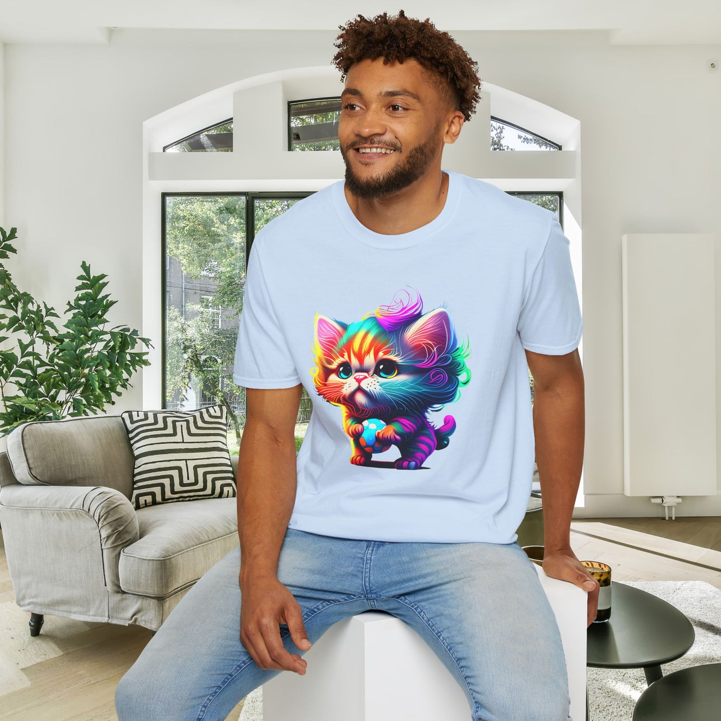 Cute Colorful Kitten Adult T-shirt