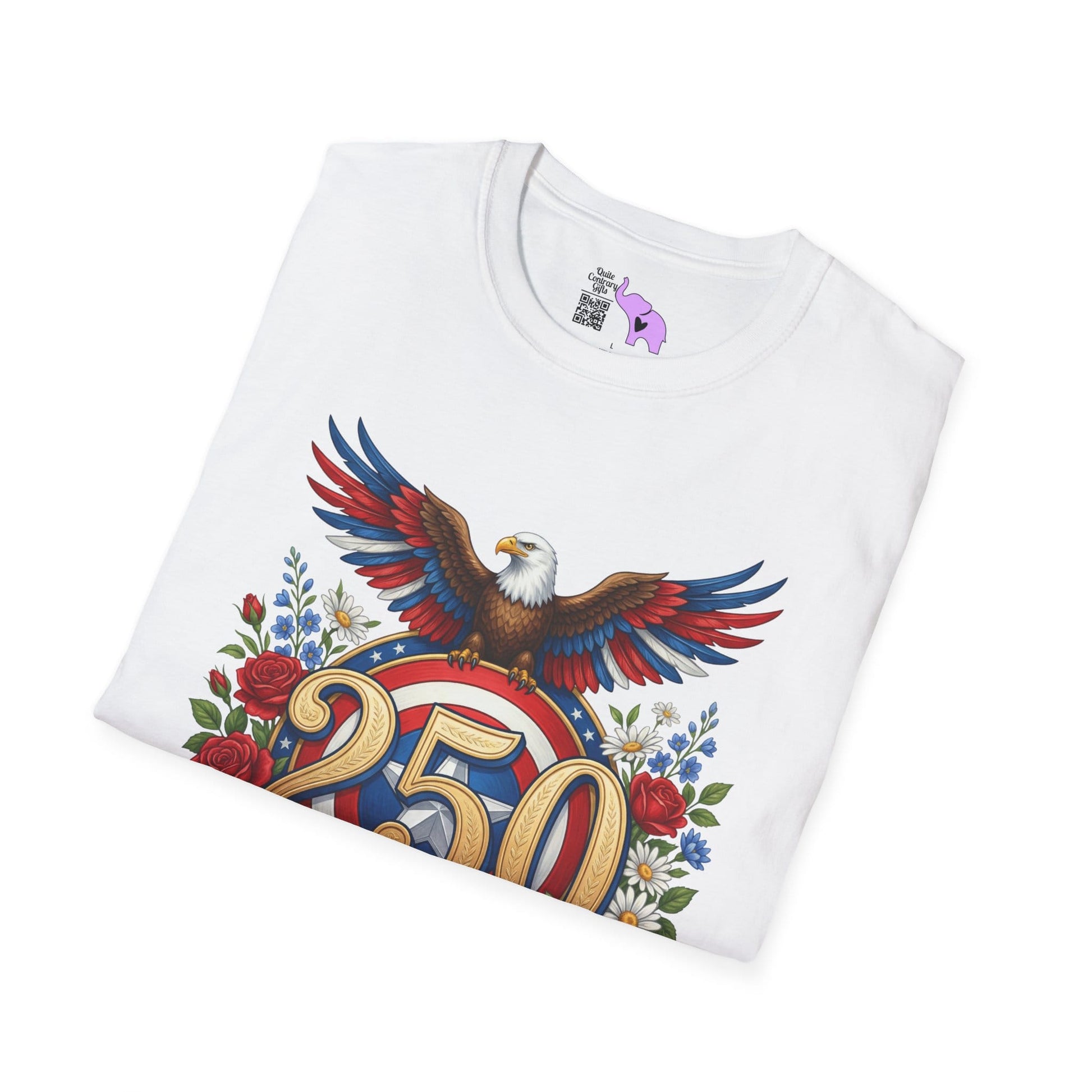 Bald Eagle & Flowers 250 Years of Freedom 1776-2026 Anniversary Adult T-shirt