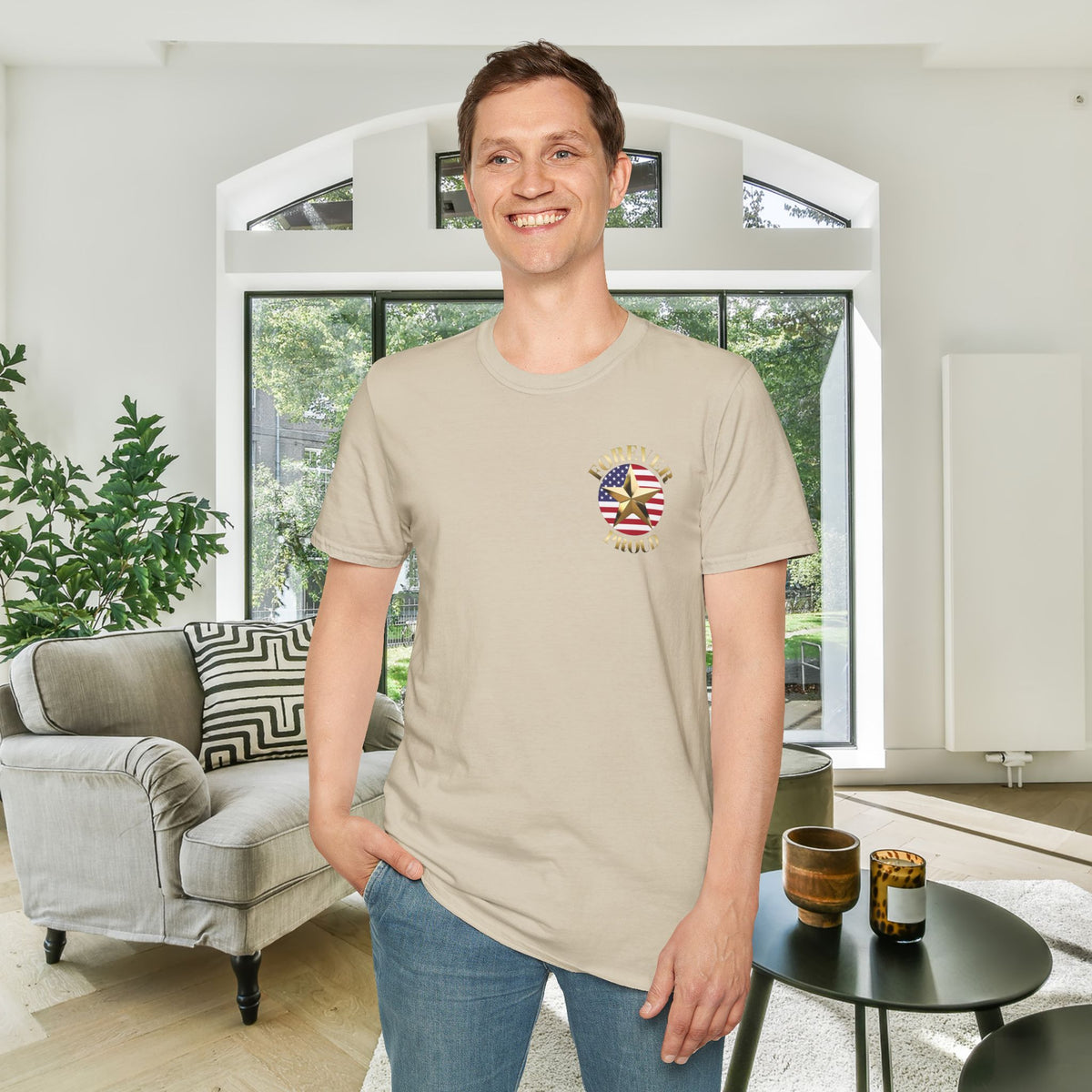 Gold Star Grandpa Forever Proud Adult T-shirt