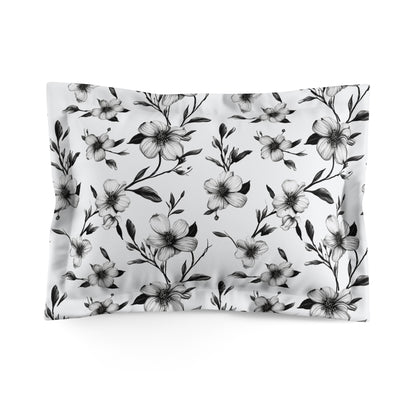 Black & White Five Petal Floral Basic Bedding Set
