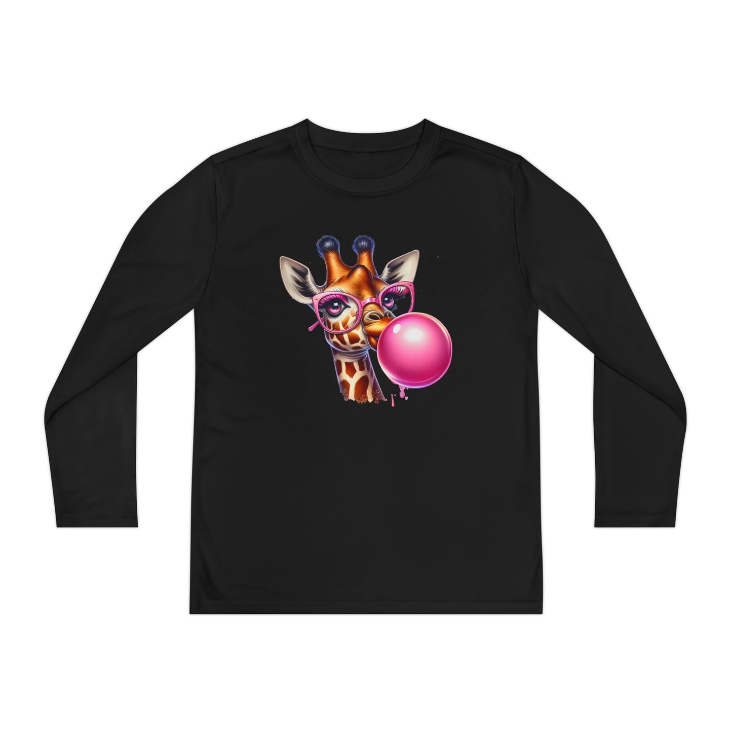 Girraffe Blowing Bubble Youth Long Sleeve Tee