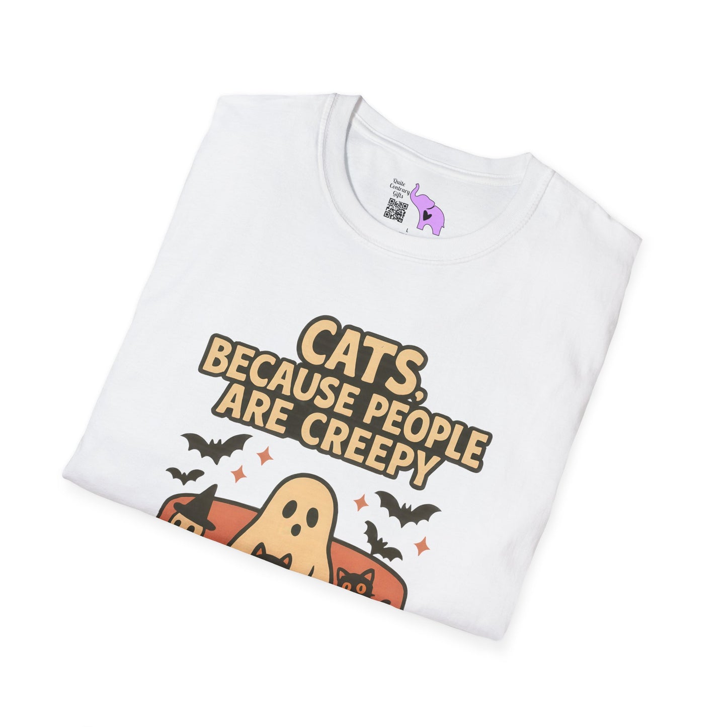 Cats, Because People Are Creepy (Halloween) Adult T-shirt