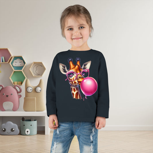 Girraffe Blowing Bubble Toddler Long Sleeve Tee
