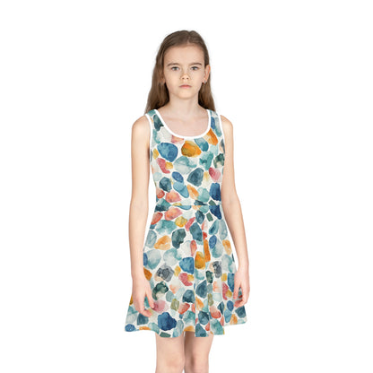 Watercolor Pebble Terrazzo Girls' Sleeveless Sundress