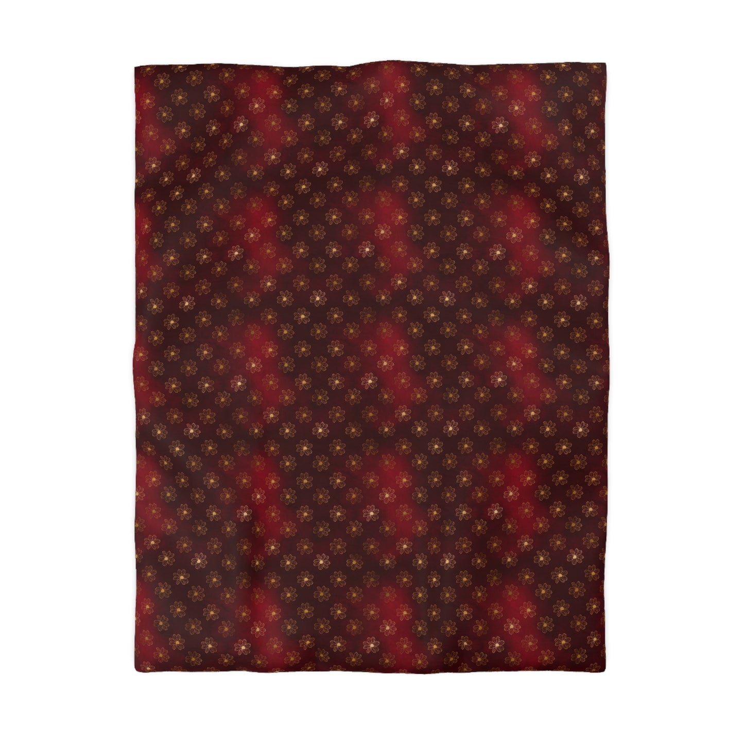 Crimson Gilded Daisies Duvet Bedding Set