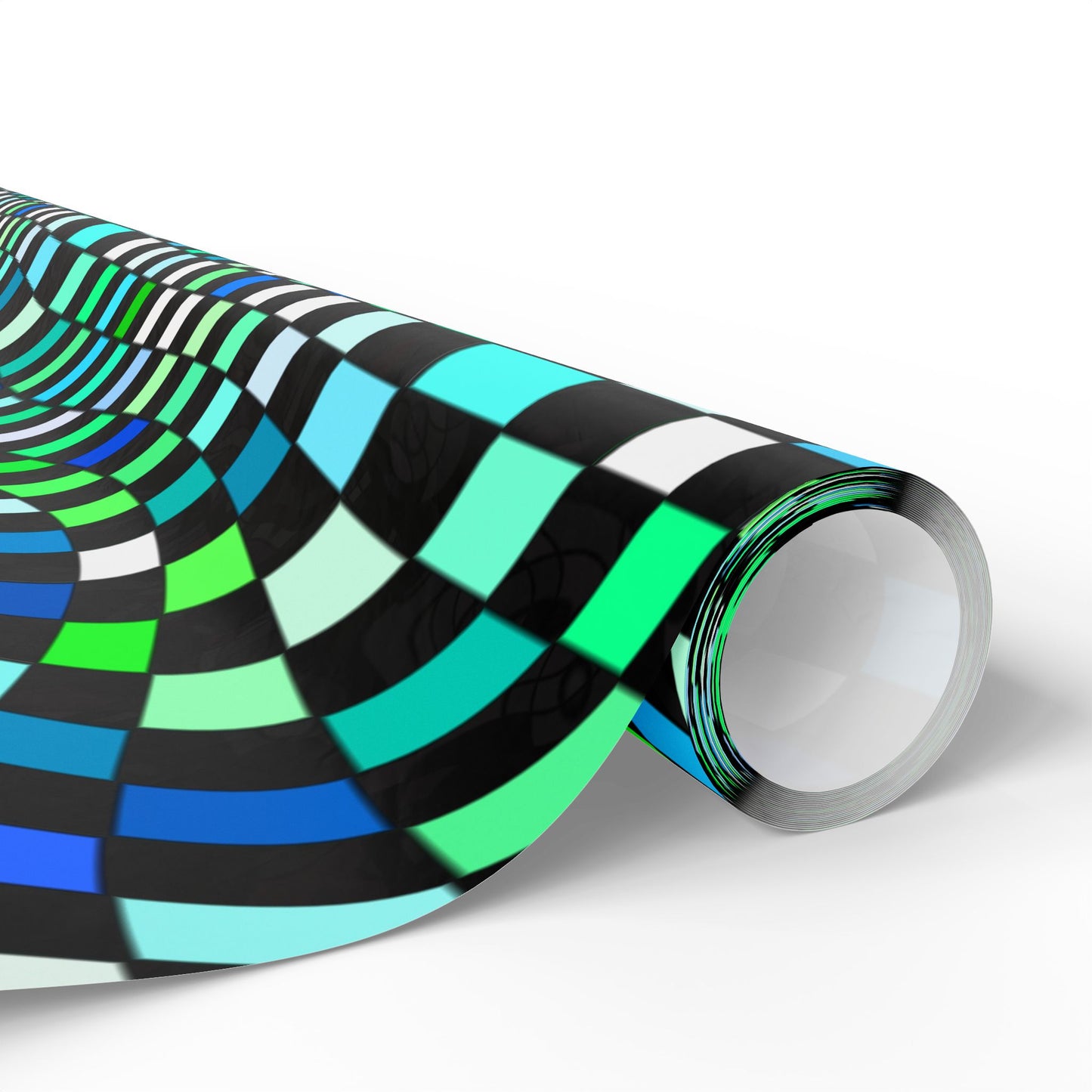 Warped Green Checkered Wrapping Paper