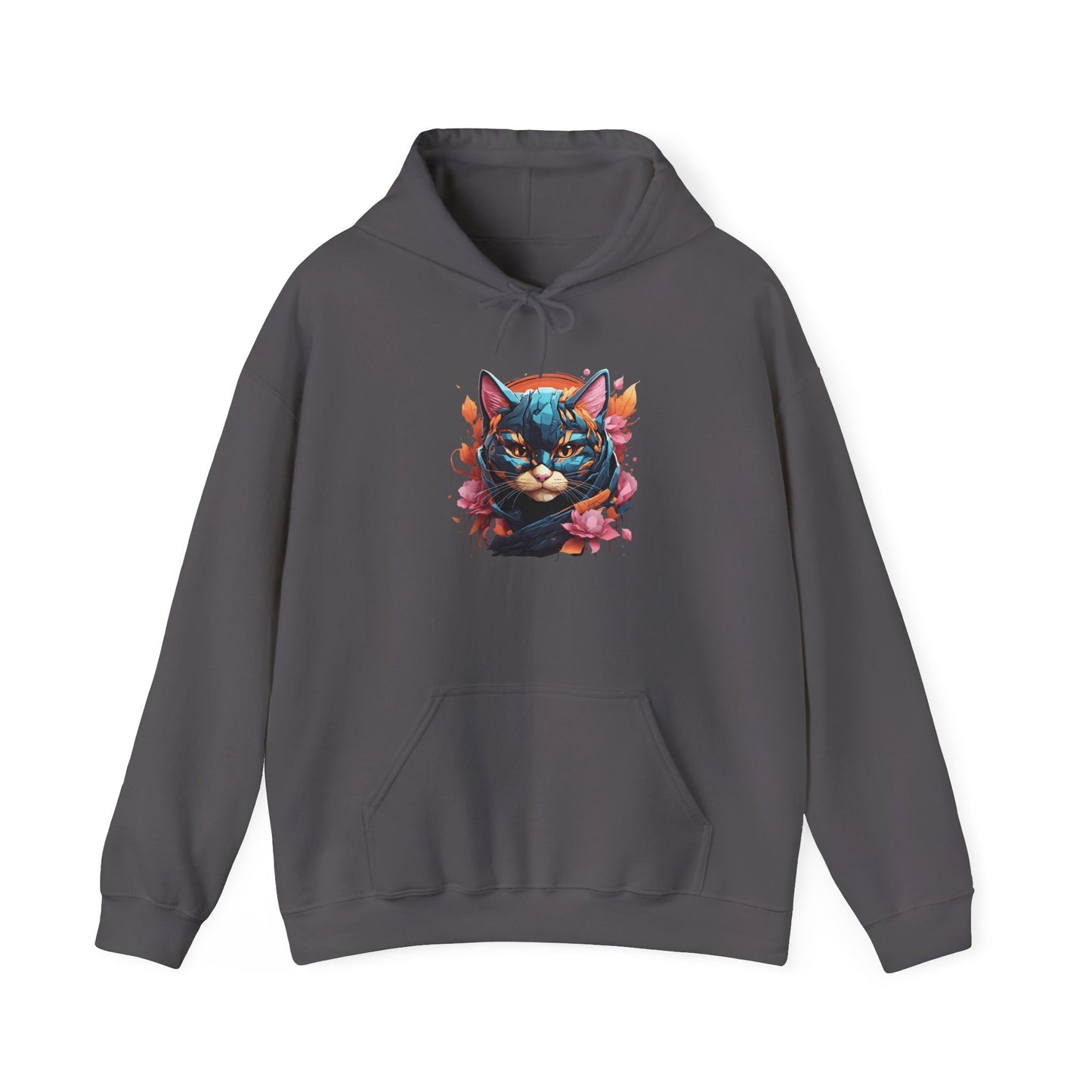 Adorable Kitty w/Flowers Heavy Blend™ Hooded Sweatshirt