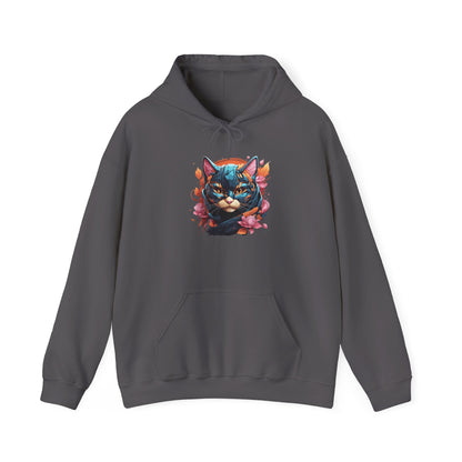 Adorable Kitty w/Flowers Heavy Blend™ Hooded Sweatshirt