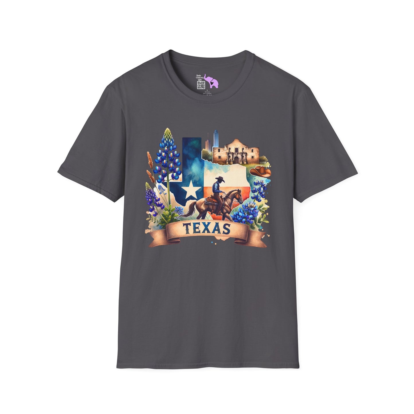 Texas Cowboy & Bluebonnets Adult T-shirt