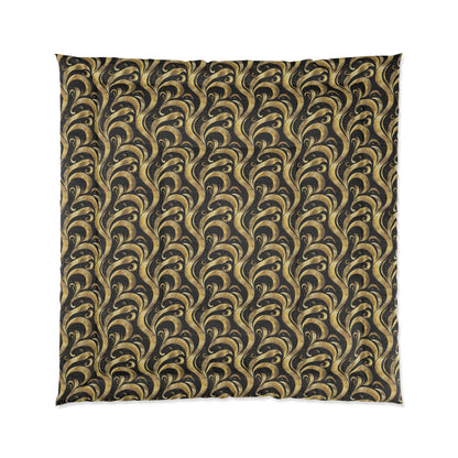 Black & Gold Luxe Swirl Comforter