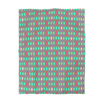Teal/Pink Harlequin Microfiber Duvet Cover