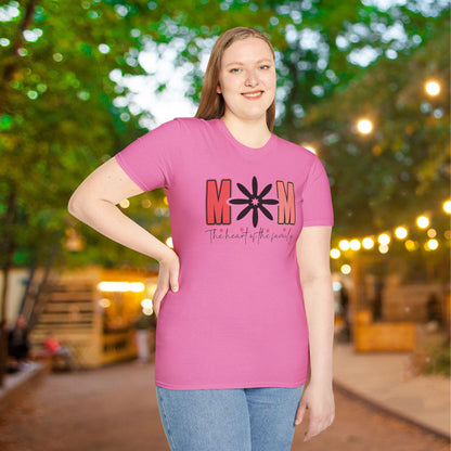 Mom The Heart Of The Family Adult T-shirt