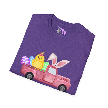 Easter Chick & Eggs In Vintage Truck Adult T-shirt