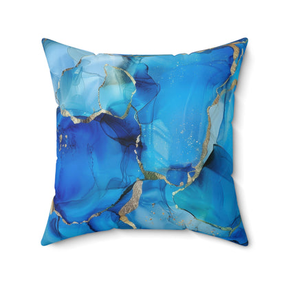 Turquoise Marble Print Throw Pillow