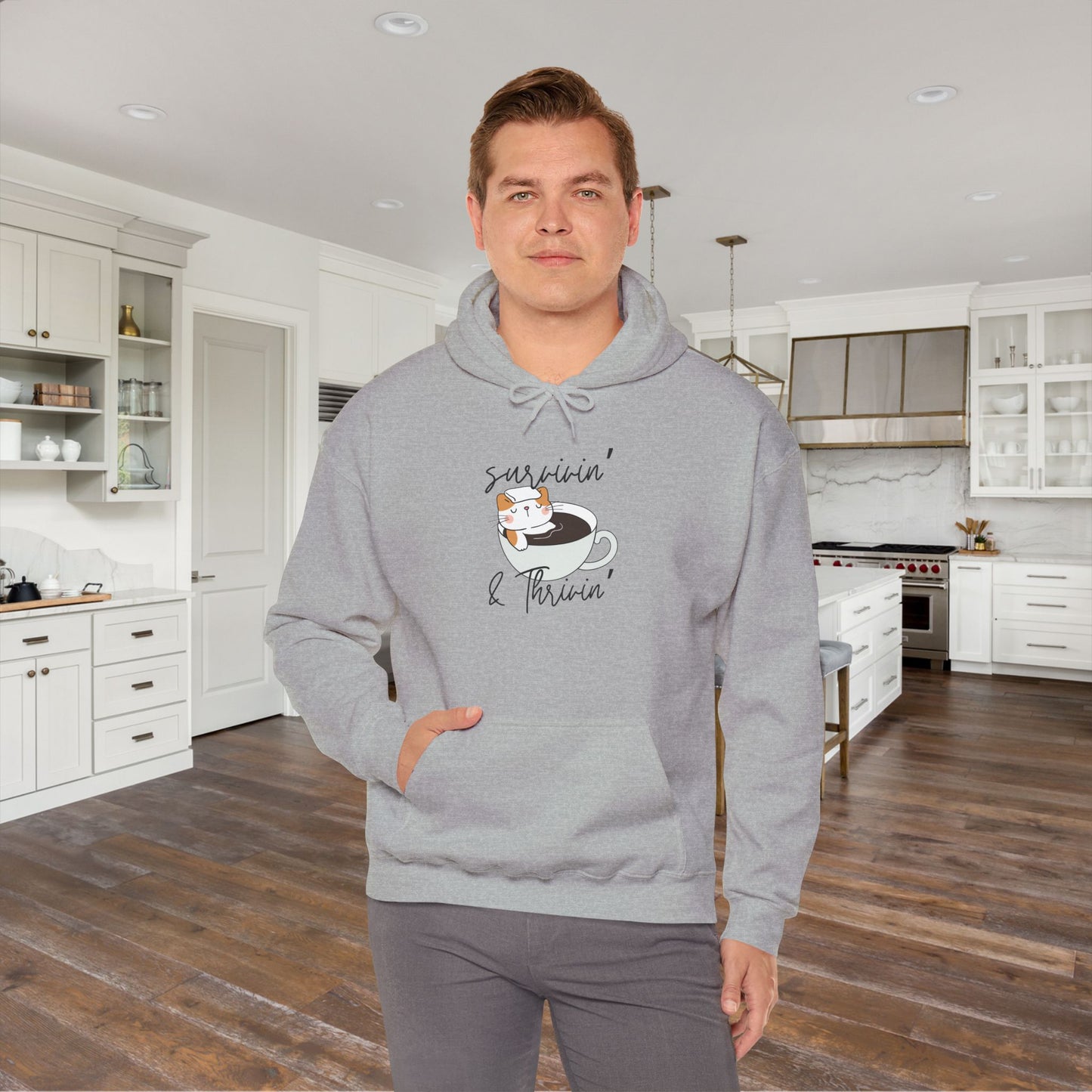 Survivin' and Thrivin' Cat Heavy Blend™ Hooded Sweatshirt