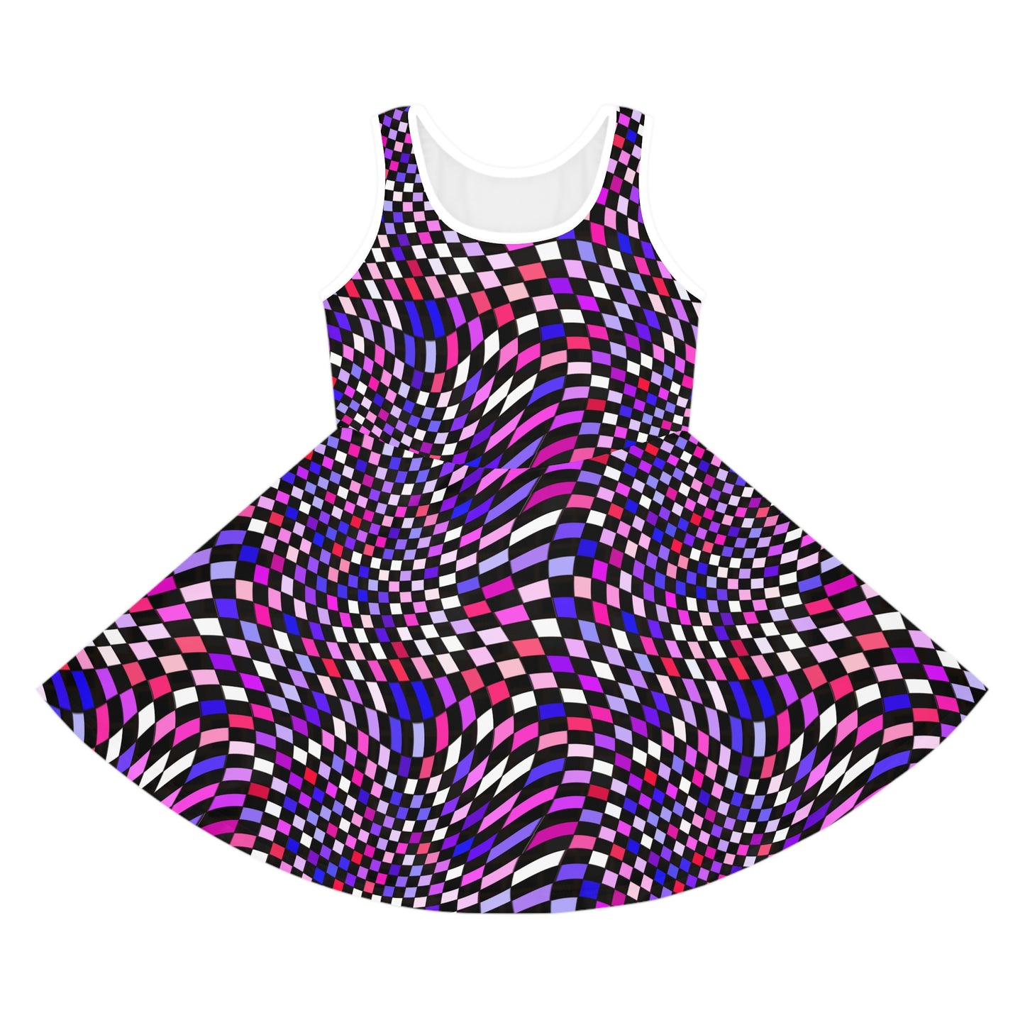 Warped Purple Checkered Girls Sundress