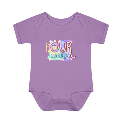 Pastel Wild One Milestone Baby Bodysuit-Four Weeks