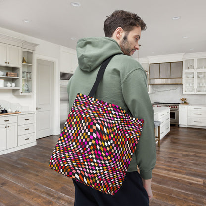Warped Red Checkered Canvas Tote Bag