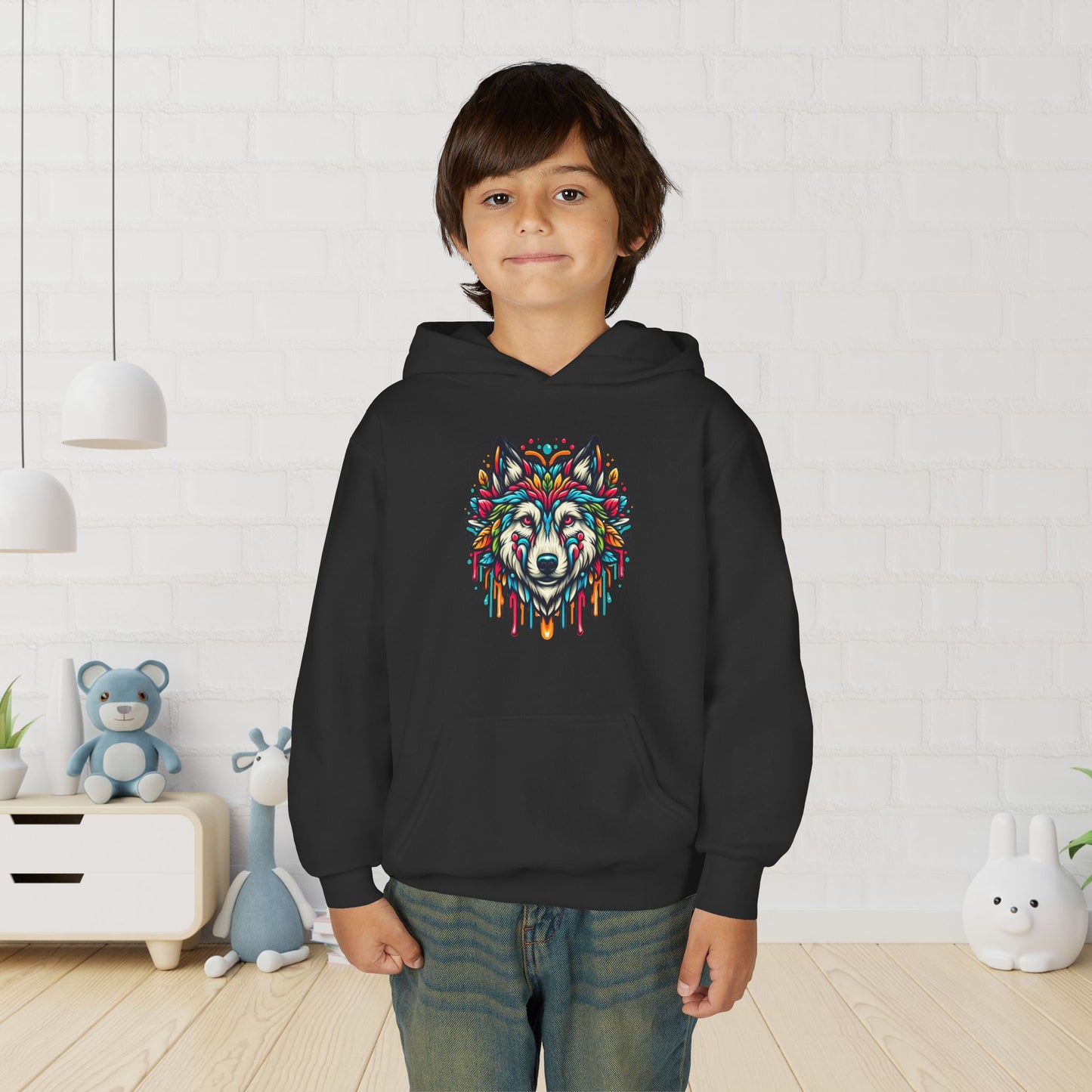 Colorful Wolf 2 Youth Hoodie