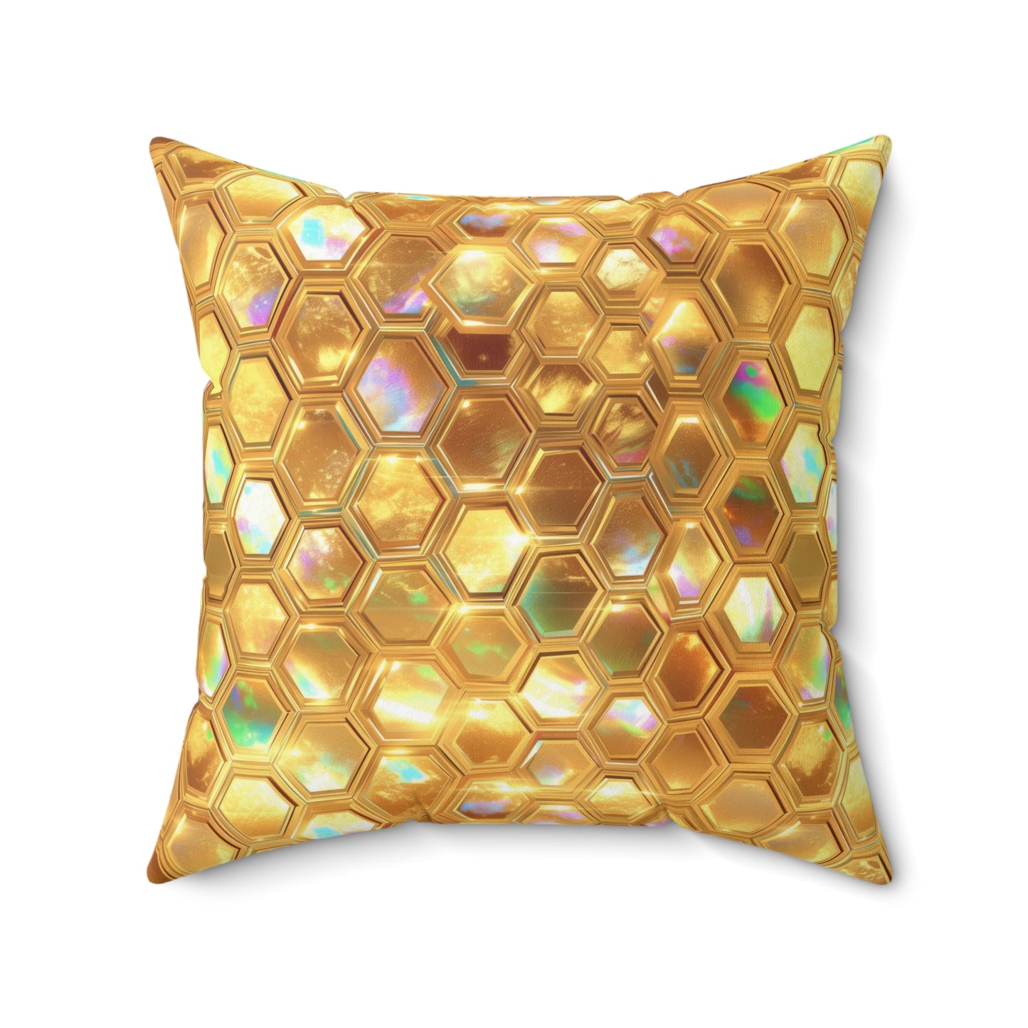 Golden Prism Grid Throw Pillow