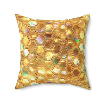 Golden Prism Grid Throw Pillow