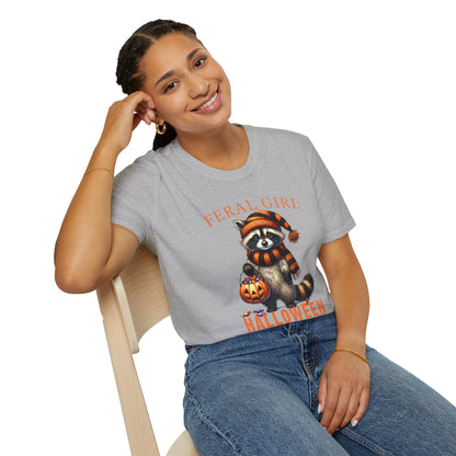 Feral Girl Halloween Racoon T-shirt