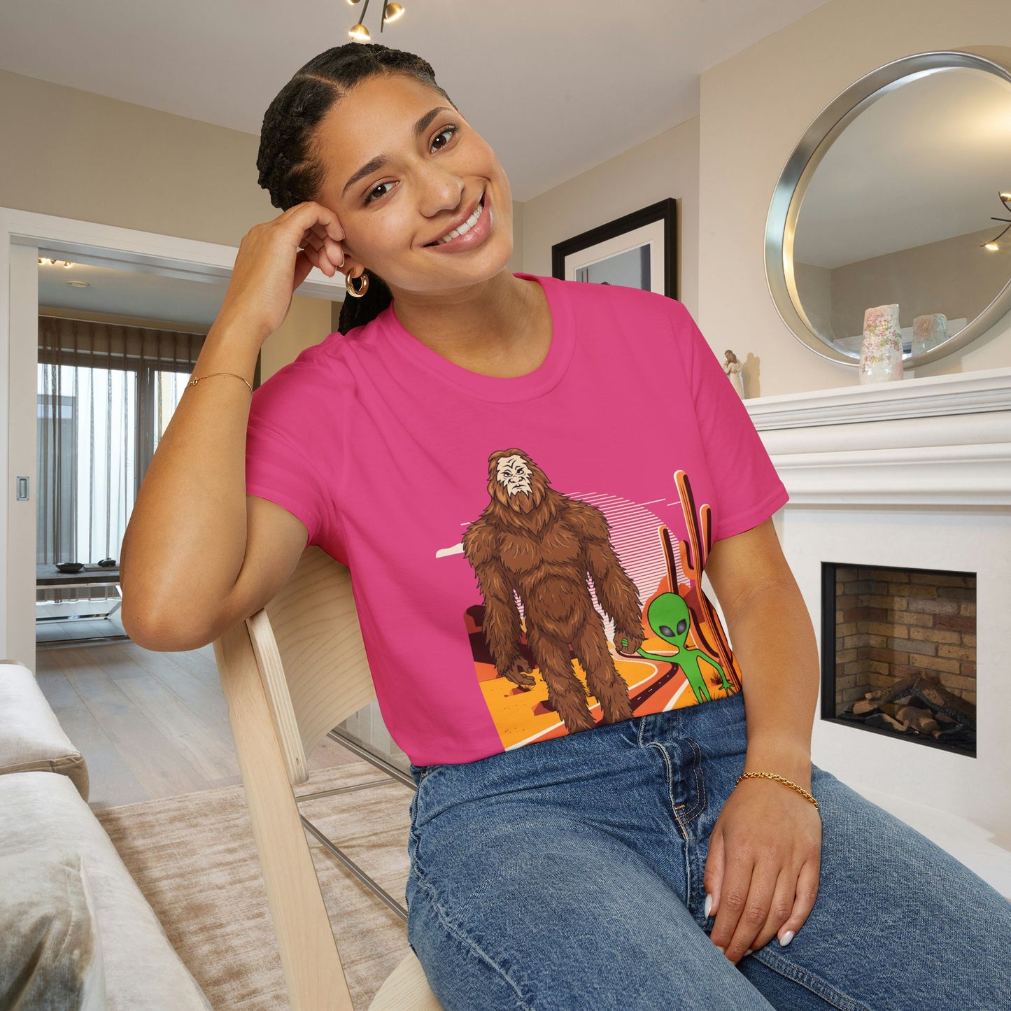Bigfoot & Alien Adult T-shirt