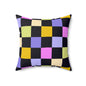 Joyful Checkerboard Throw Pillow