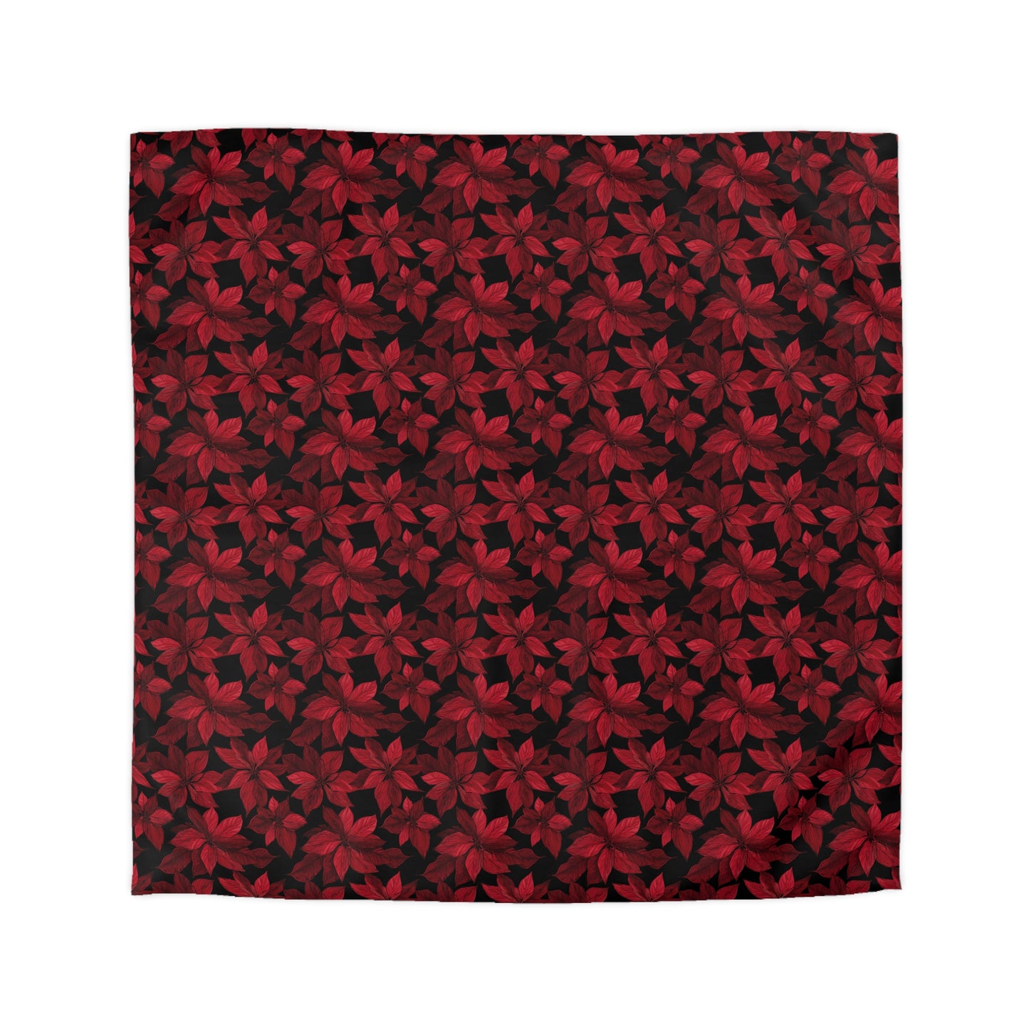 Midnight Poinsettia Garden Microfiber Duvet Cover