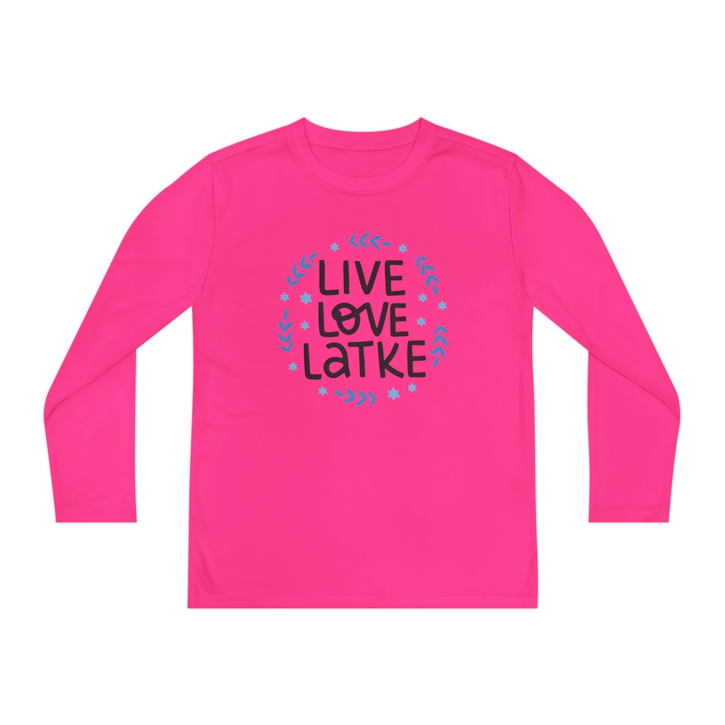 Hanukkah Live Love Latke Youth Long Sleeve Tee
