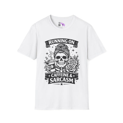 Running On Caffeine & Sarcasm Adult T-shirt