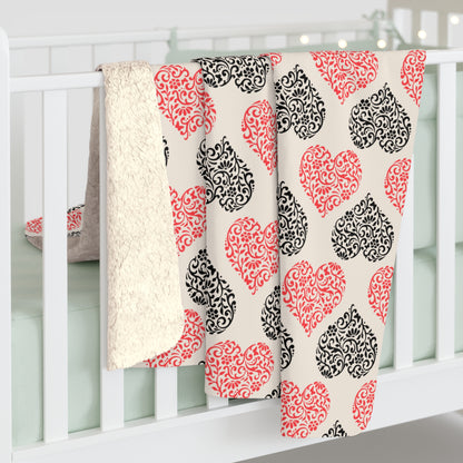 Rustic Hearts Sherpa Fleece Blanket