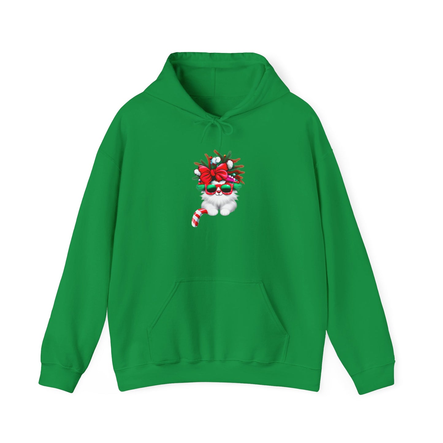 White Candy Cane Kitten Heavy Blend™ Hooded Sweatshirt