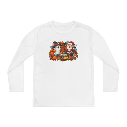 Happy Hallowthanksmas (Ghost/Turkey/Santa) Youth Long Sleeve Tee