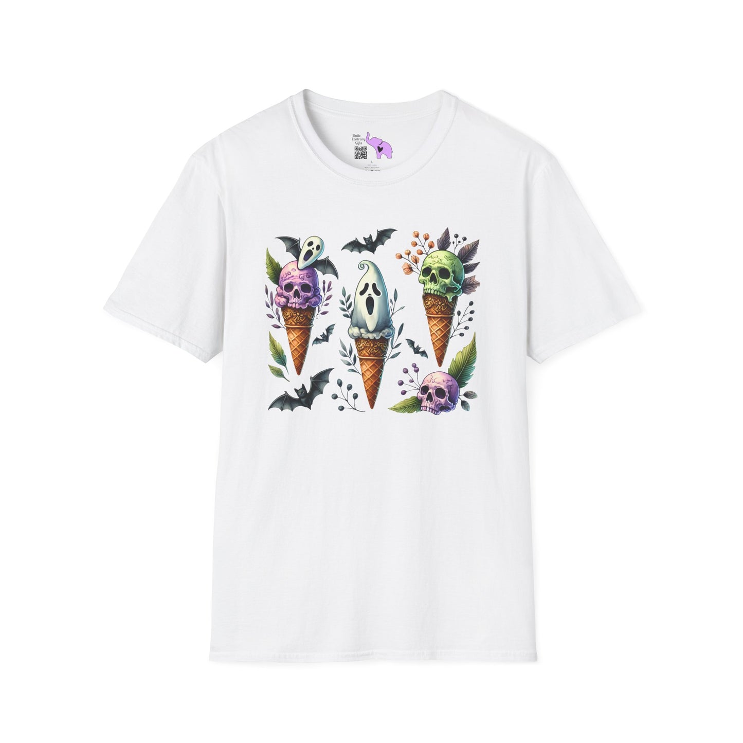 Ice Cream Cones w/Pumpkins and Ghost Adult  T-shirt