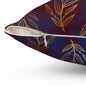 Midnight Gilded Leaves Throw Pillow