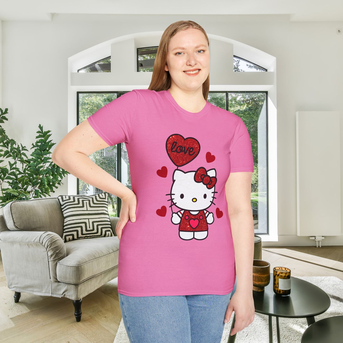 Valentines Hello Kitty Love Adult Unisex Tshirt