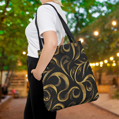 Golden Noir Swirl Canvas Tote Bag