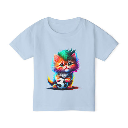 Cute Colorful Kitten w/Soccer Ball Heavy Cotton™ Toddler T-shirt
