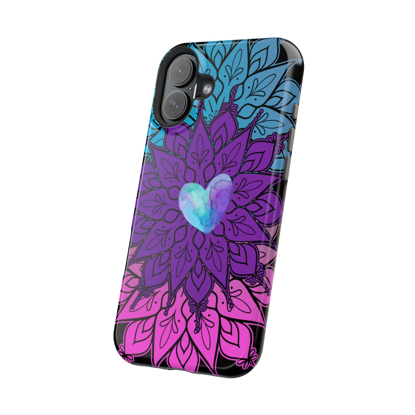 Colorful Mandala w/Heart MagSafe® Compatible Tough Case for iPhone