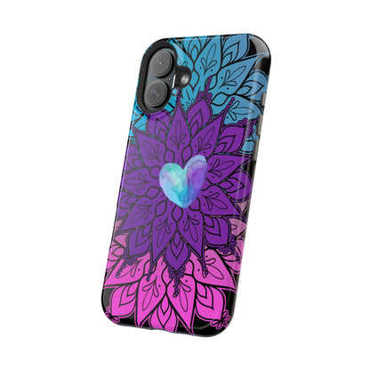 Colorful Mandala w/Heart MagSafe® Compatible Tough Case for iPhone